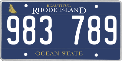 RI license plate 983789