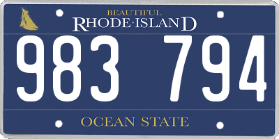 RI license plate 983794