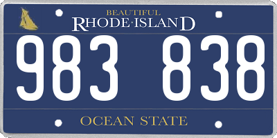 RI license plate 983838