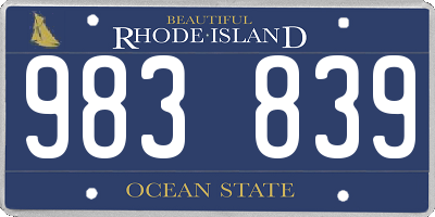 RI license plate 983839