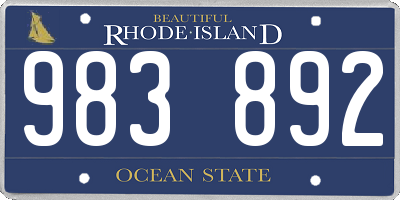 RI license plate 983892