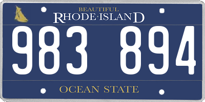 RI license plate 983894