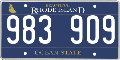 RI license plate 983909