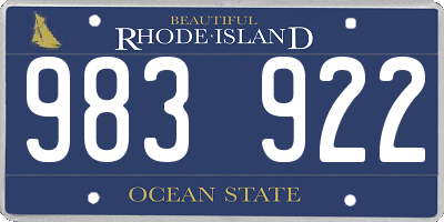 RI license plate 983922