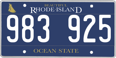 RI license plate 983925
