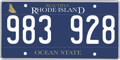 RI license plate 983928