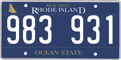 RI license plate 983931