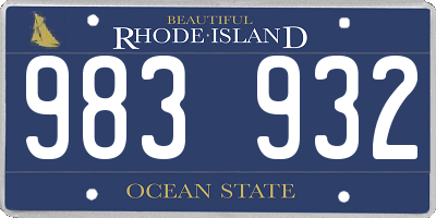 RI license plate 983932