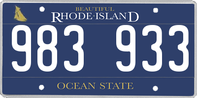 RI license plate 983933