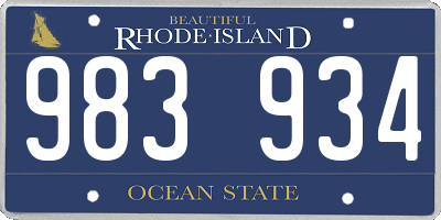 RI license plate 983934