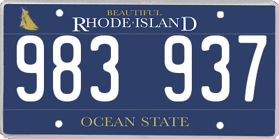 RI license plate 983937