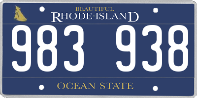 RI license plate 983938