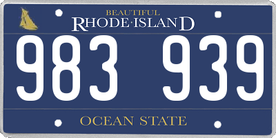 RI license plate 983939