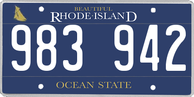 RI license plate 983942