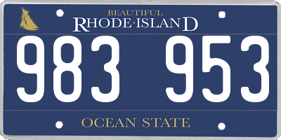 RI license plate 983953