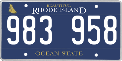 RI license plate 983958