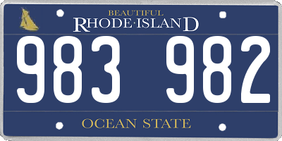 RI license plate 983982