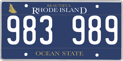 RI license plate 983989