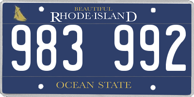 RI license plate 983992