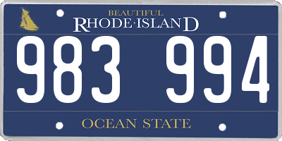 RI license plate 983994