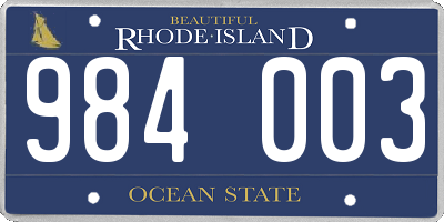RI license plate 984003