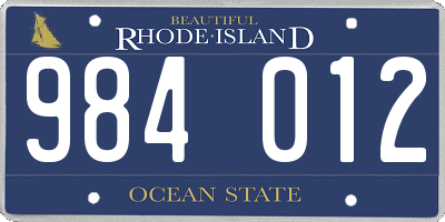 RI license plate 984012