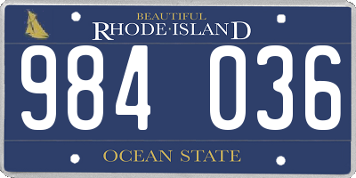 RI license plate 984036