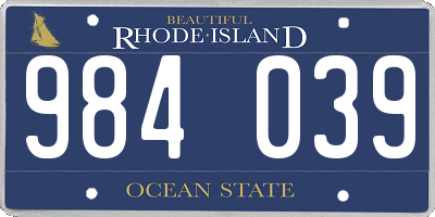 RI license plate 984039
