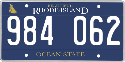 RI license plate 984062