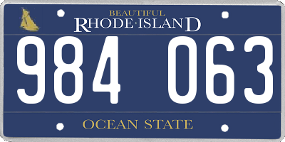 RI license plate 984063