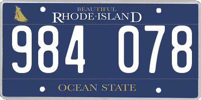 RI license plate 984078