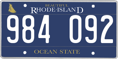 RI license plate 984092