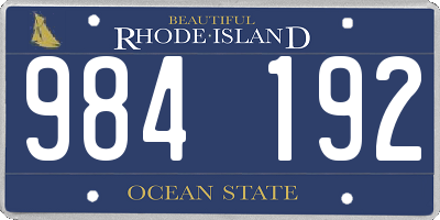 RI license plate 984192