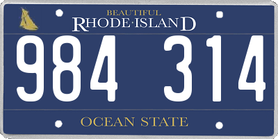 RI license plate 984314
