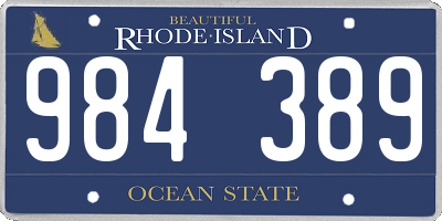 RI license plate 984389