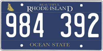 RI license plate 984392