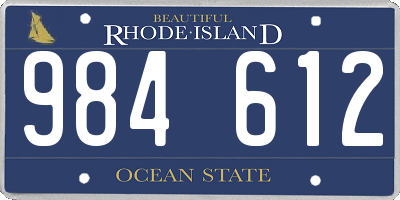 RI license plate 984612