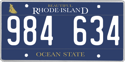 RI license plate 984634