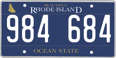 RI license plate 984684