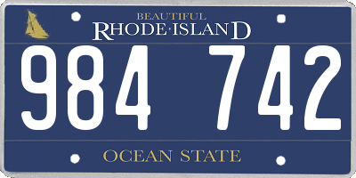 RI license plate 984742