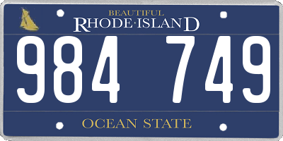 RI license plate 984749