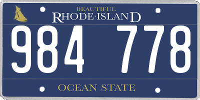 RI license plate 984778