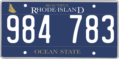 RI license plate 984783