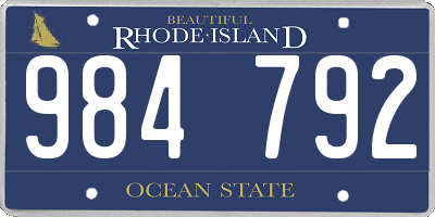 RI license plate 984792