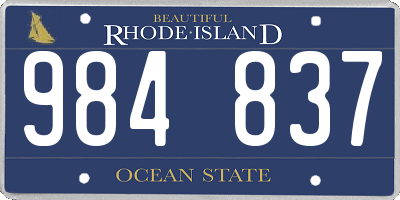 RI license plate 984837