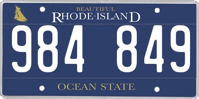 RI license plate 984849