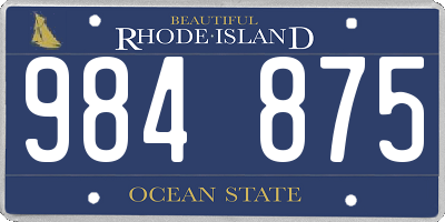 RI license plate 984875