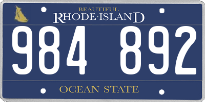 RI license plate 984892