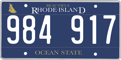 RI license plate 984917