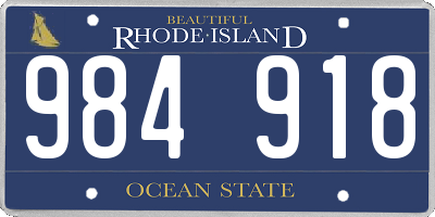RI license plate 984918